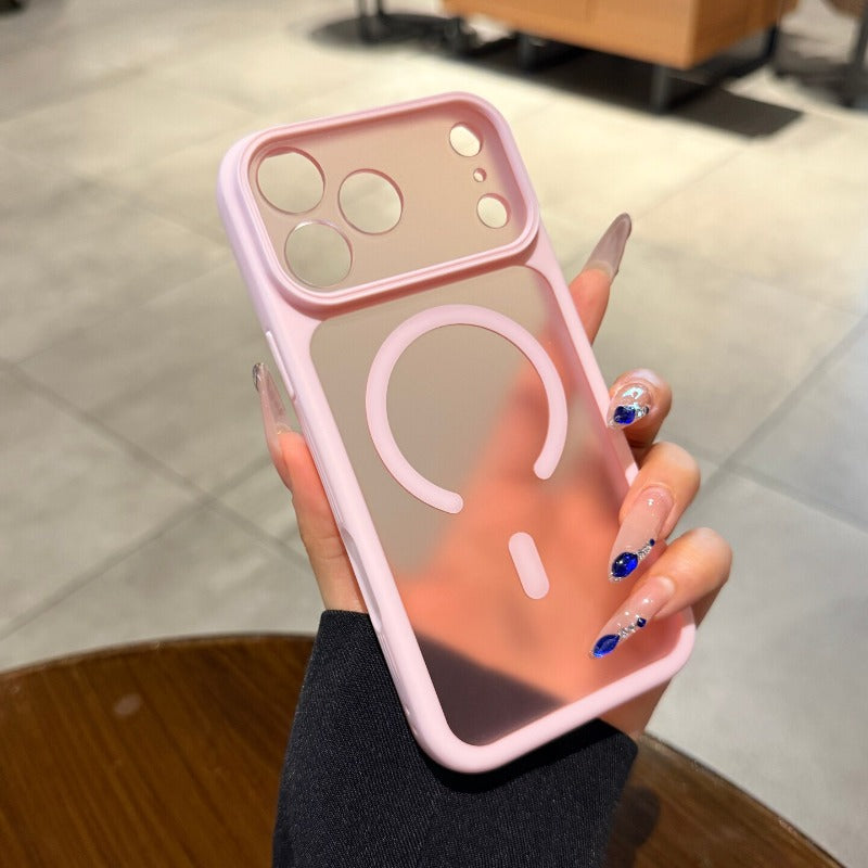 Skin matte magnetic suction For iPhone 18promax mobile phone case New iPhone17 new color cherry red strong magnetic adsorption 16pro anti-fingerprint fine hole all-inclusive case Phone Accessories