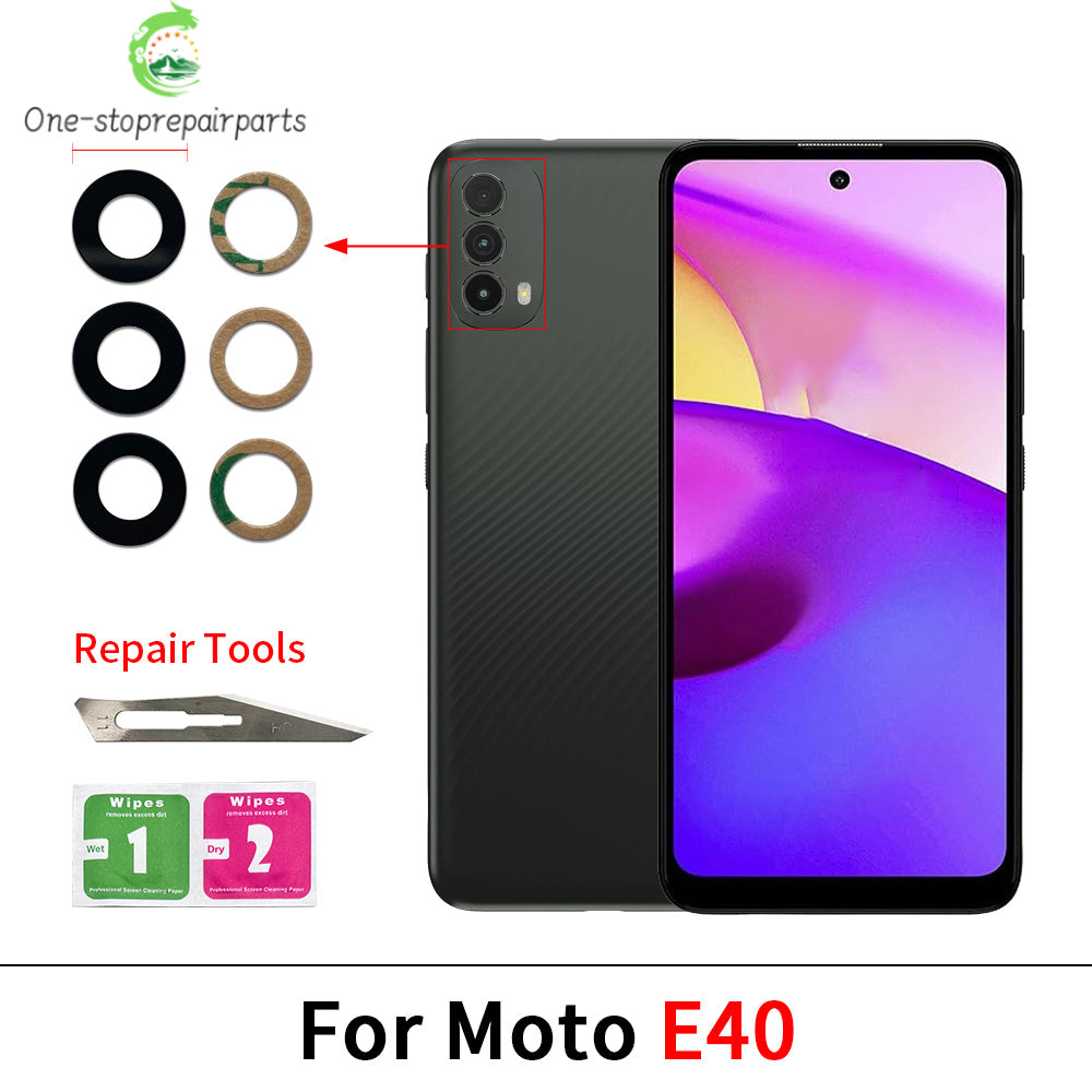 Back Rear Camera Glass Lens For Moto E4 E7 E6 E6s E5 E7i Plus Play Power E20 E30 E40 E22 E32 E13 E22i With Adhesive Motorola phone repair parts