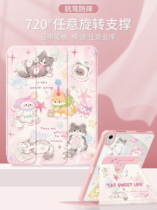 For Huawei matepadair protective case 2025 matepad11 tablet case padse with pen slot pro12.2 rotation 2023 all-inclusive 115s soft light version acrylic 2 cute cat Tablet Accessories