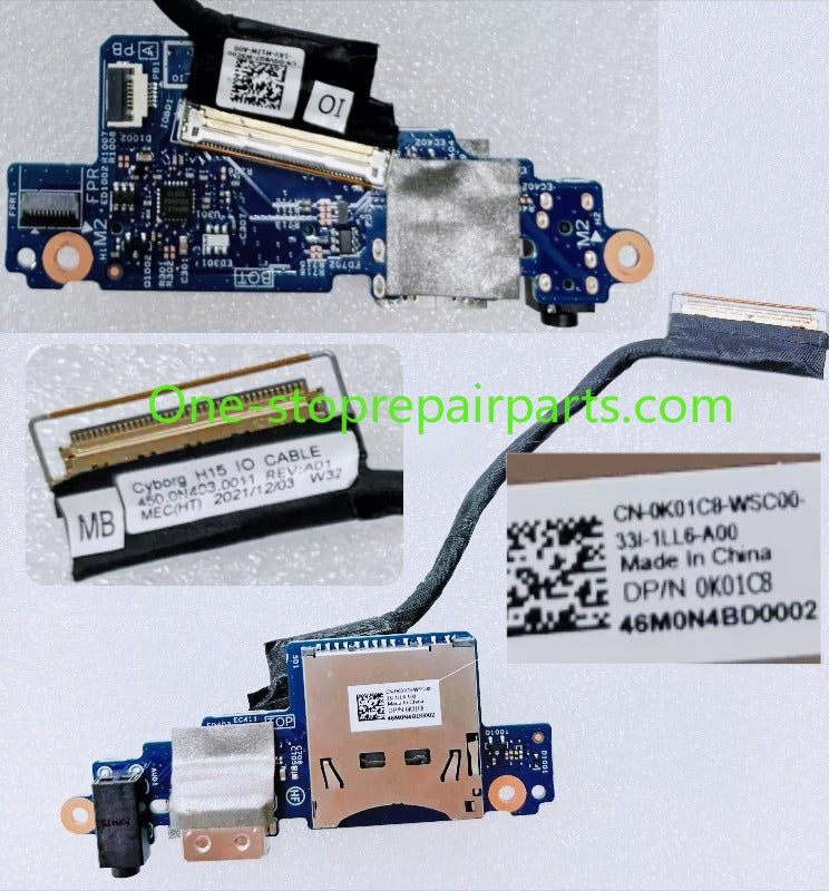 Dell Inspiron 15 7510 Inspiron 16 7610 USB  I/O circuit daughter board USB port SD card reader audio headphone jack CN-0K01C8 CN-0K01C8 0R4KFW 0481H8