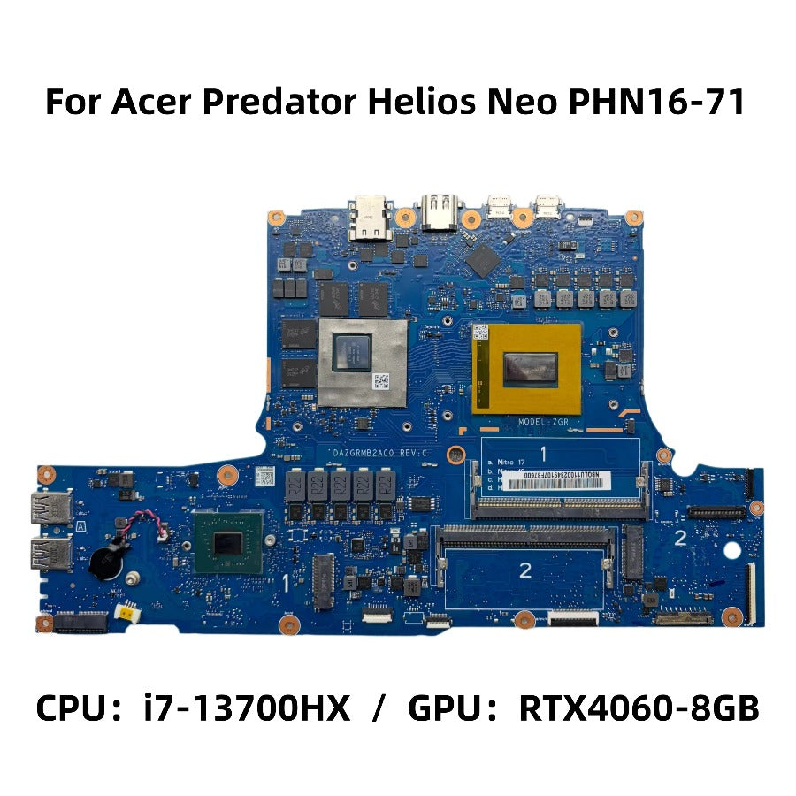 DAZGRMB2AC0 For Acer Predator Helios Neo PHN16-71 Laptop Motherboard With i7-13700HX CPU DDR5 RTX4050-6G RTX4060-8G NB.QLT11.002 Acer laptop repair parts