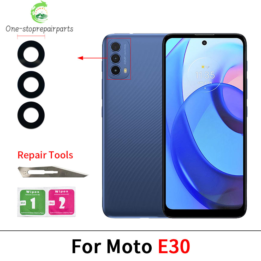 Back Rear Camera Glass Lens For Moto E4 E7 E6 E6s E5 E7i Plus Play Power E20 E30 E40 E22 E32 E13 E22i With Adhesive Motorola phone repair parts