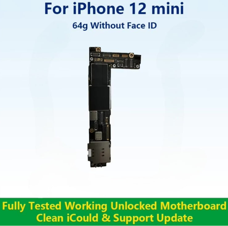Unlocked Mainboard Fully Tested 100% Working Motherboard Compatible With 12 Mini With Face ID Cleaned iCloud And Support Update iPhone phone repair parts