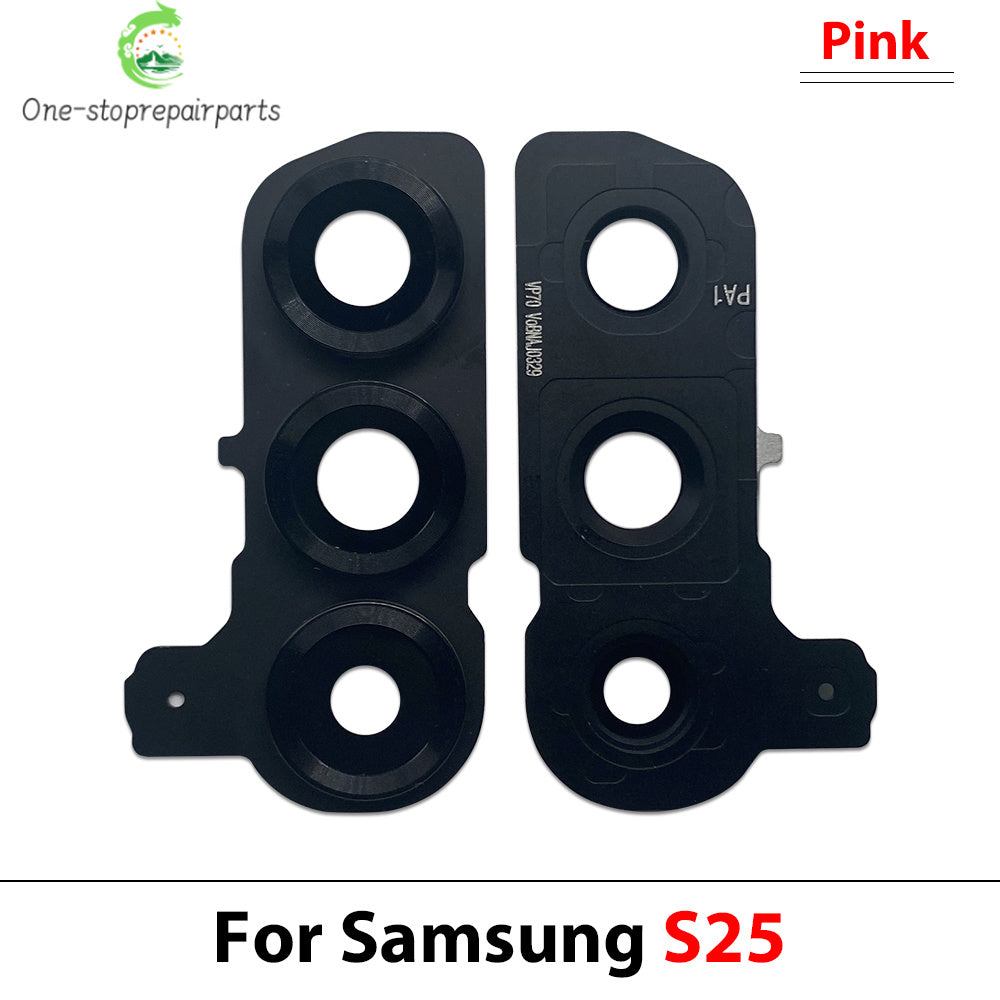 New Rear Camera Glass Lens Cover With Frame Holder with Sticker For Samsung S25 Plus S25 Ultra Replacement Parts Samsung phone repair parts