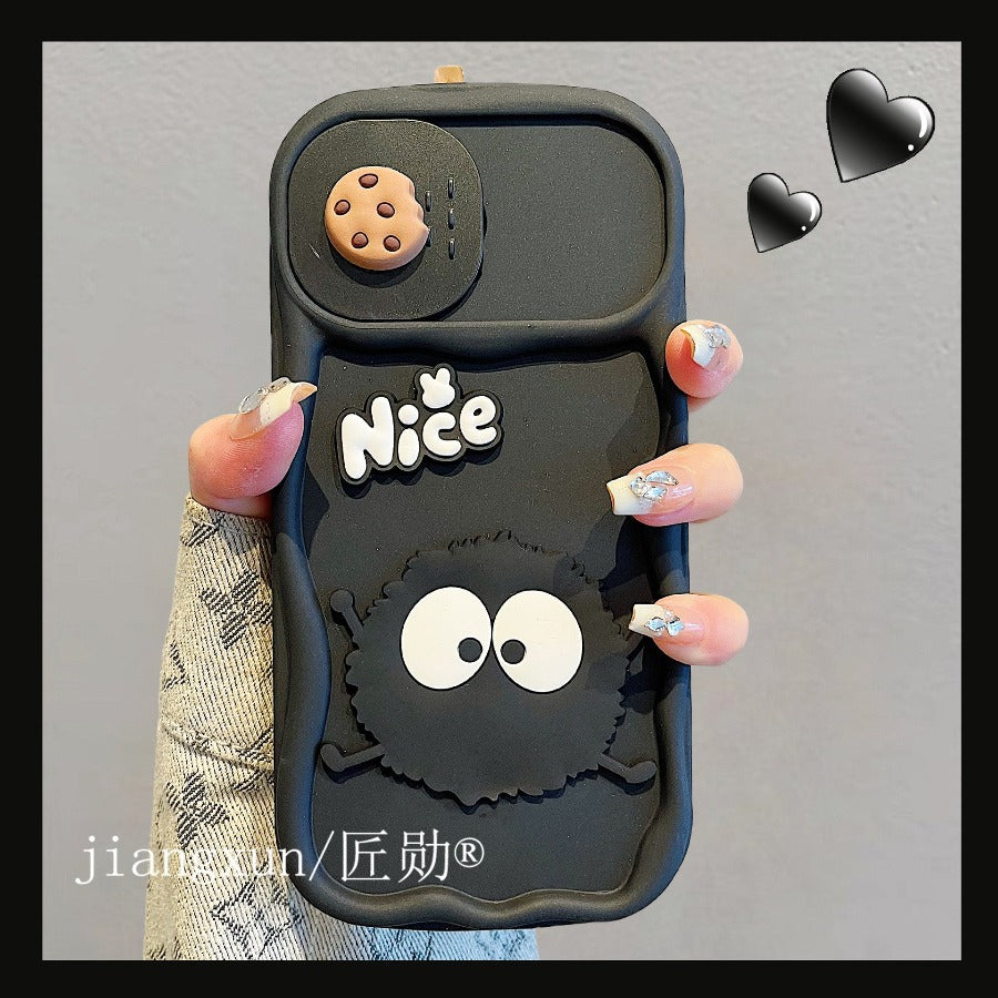 Accessories for iphone15promax phone case 13/14 fun cute sliding window coffee briquettes 14promax Phone accessories