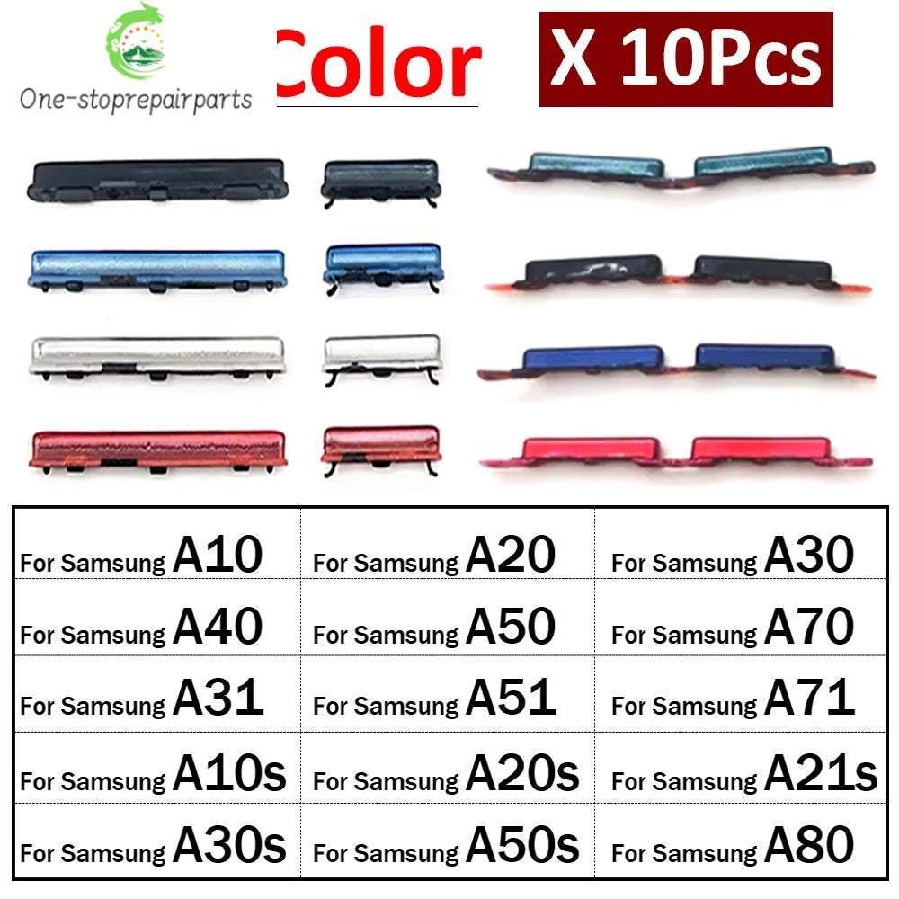 10Pcs, New Power Button Volume Side Button Key For Samsung A10 A20 A30 A40 A50 A70 A80 A31 A51 A71 A10s A20s A21s A30s A50s Samsung phone repair parts