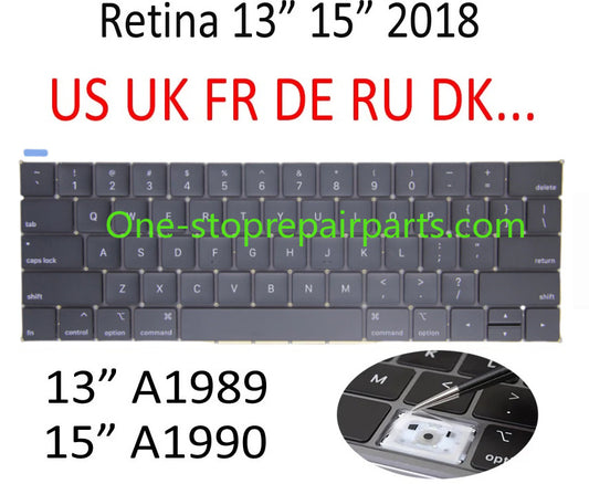 2018 New A1989 A1990 Keyboard US UK English for Macbook Pro 13" 15" Keyboard MR9Q2 MR932 MR942 EMC 3124 EMC 3215 Macbook repair parts