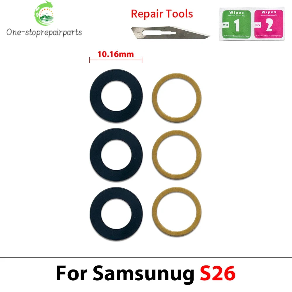 10Pcs, Back Rear Camera Glass Lens Cover With Adhesive For Samsung S24 S25 S26 Plus Ultra Fe With Glue Adhesive Samsung phone repair parts