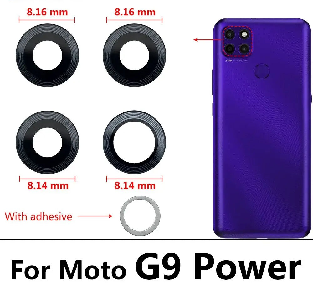 10Pcs/Lot,  Camera Glass For Motorola Moto G8 G9 Plus Play Power Lite Rear Back Camera glass Lens With Glue Adhesive Motorola phone repair parts