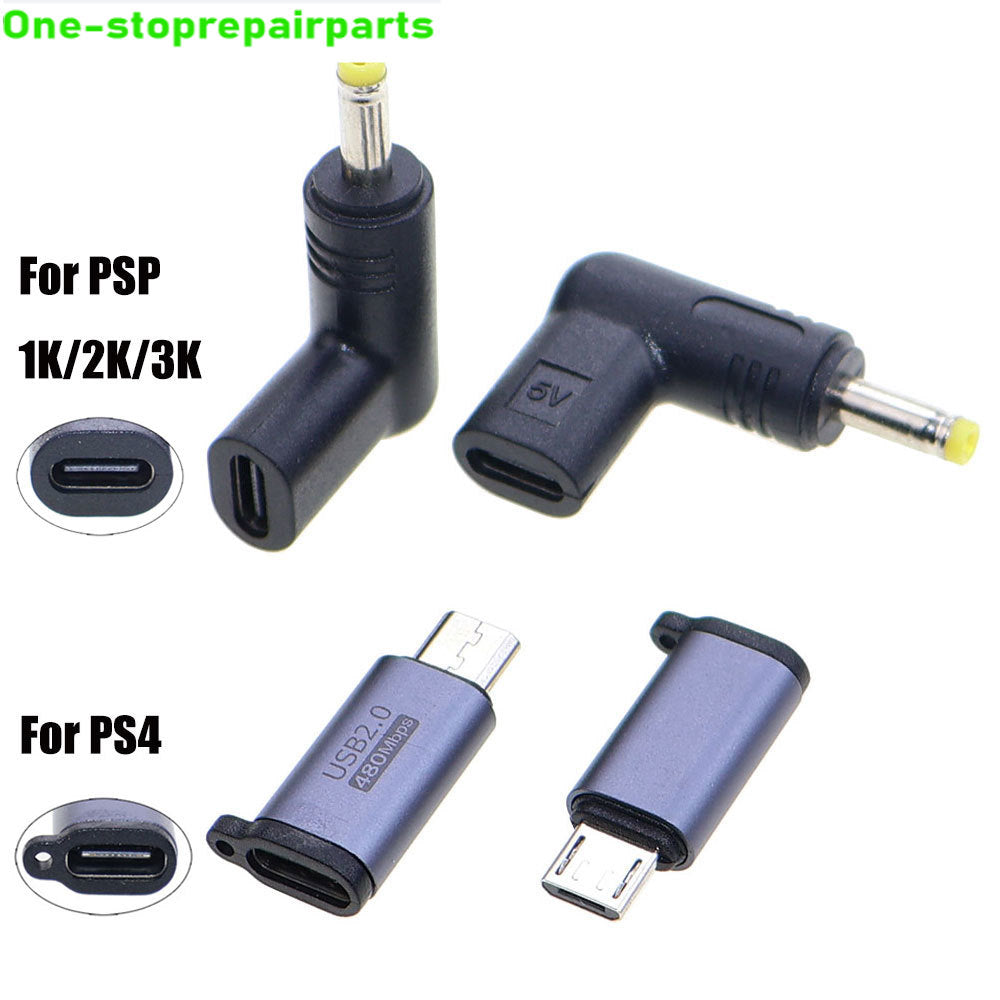 1-5PCS For PSP1000/2000/3000 Game 5V Type-C to DC Power Charge Convert For PS4 USB C Charger Adapter Converter Charging Adapter Game console repair parts