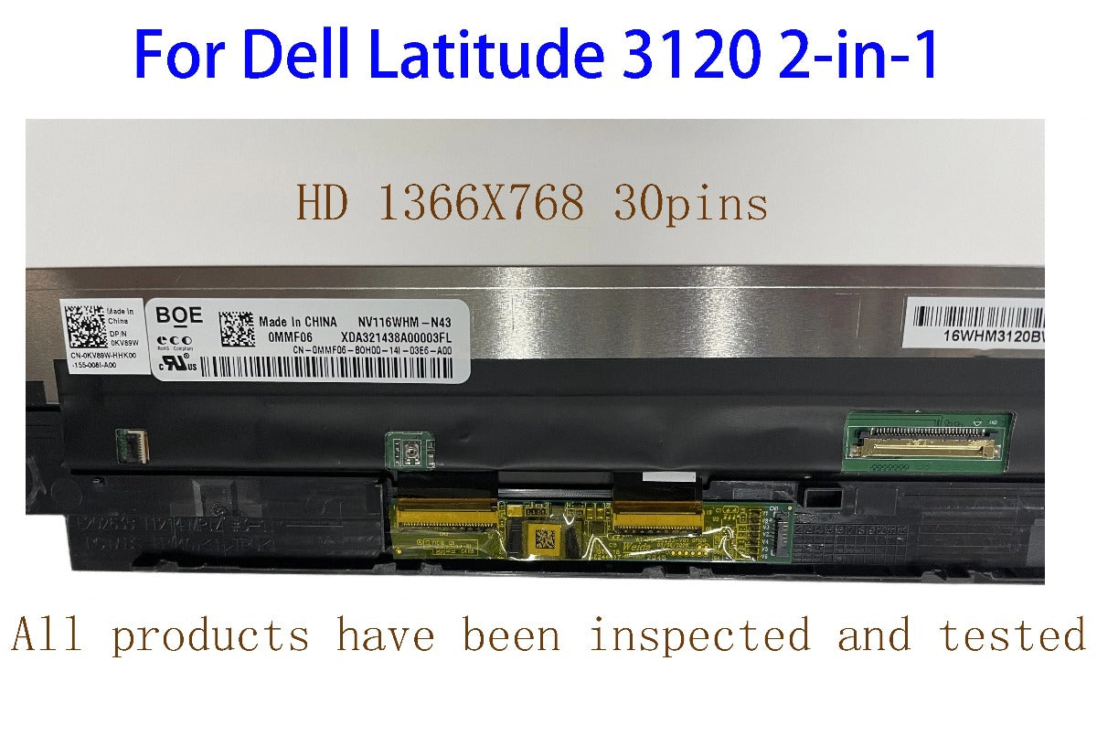 11.6inch IPS LCD Touch Screen Display Assembly For Dell Latitude 3120 2-in-1 P33T P33T001 HD 1366x768 30pins Dell laptop repair parts