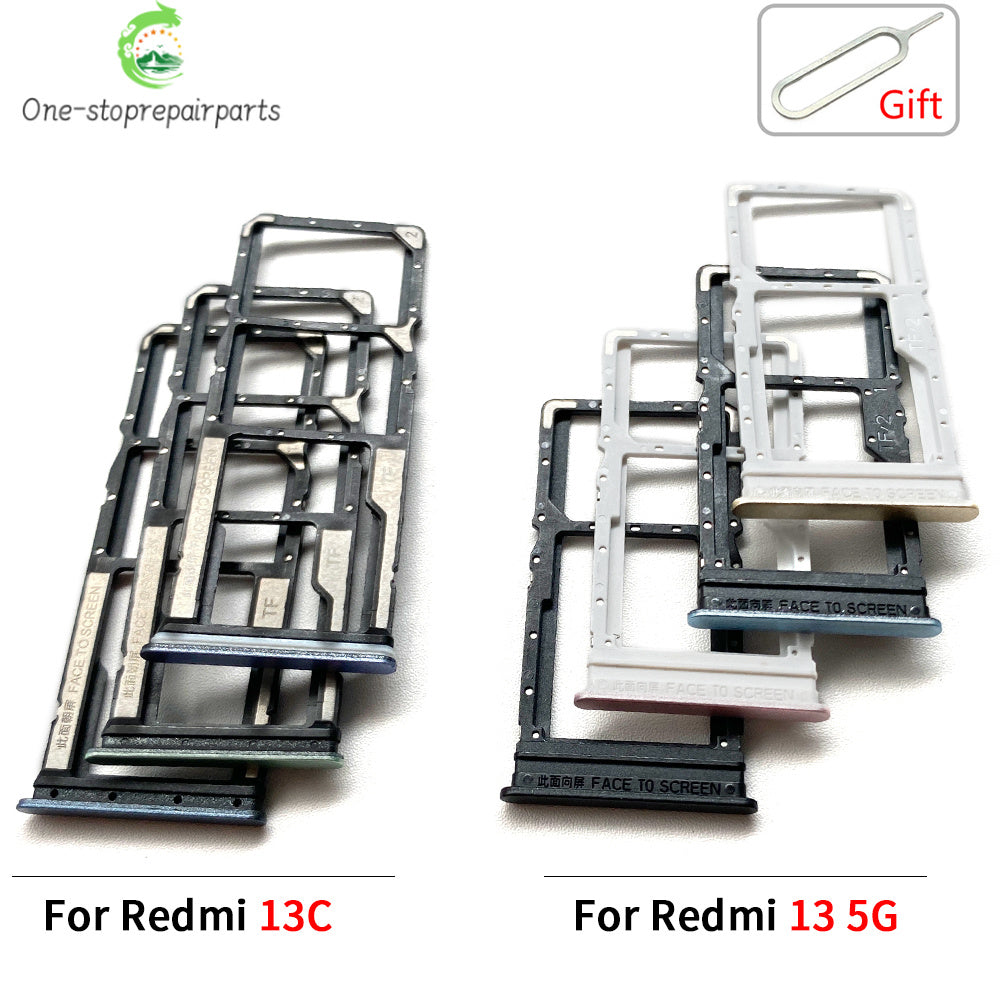 10Pcs ，SIM Card Tray Slot Holder Adapter Accessories For Xiaomi Redmi 12 12C 13 13C 14C Replacement Spare Parts Xiaomi  Xiao mi phone repair parts