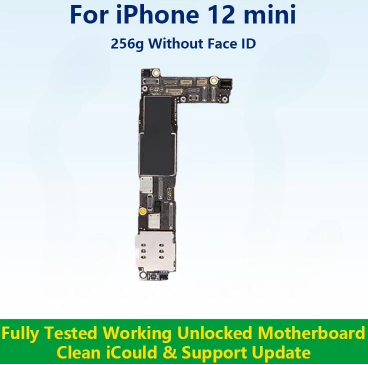 Unlocked Mainboard Fully Tested 100% Working Motherboard Compatible With 12 Mini With Face ID Cleaned iCloud And Support Update iPhone phone repair parts