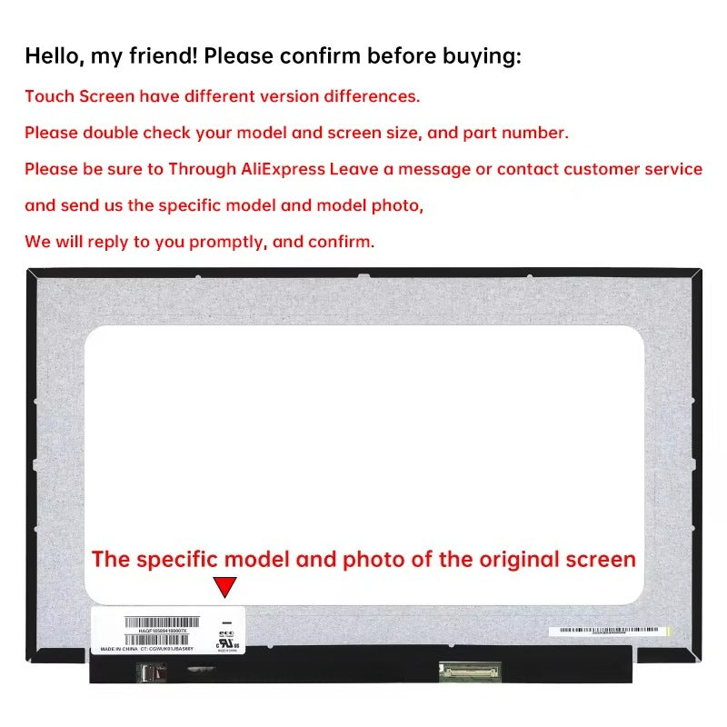 15.6" Touch Screen NT156WHM-T02 NT156WHM-T03 NT156WHM-T04 N156BGN-E43 B156XTK02.0 B156XTK02.1 LCD Display Matrix Panel 1366x768 Laptop screen replacement