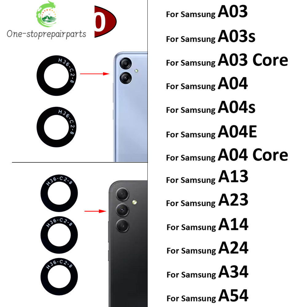100Pcs Rear Back Camera Glass Lens For Samsung A03 A03s A04 Core A04s A04E A14 A24 A34 A54 A13 A23 4G 5G With Ahesive Samsung phone repair parts