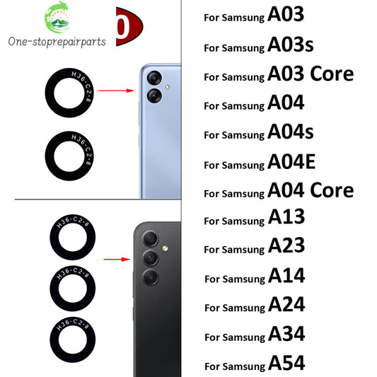 100Pcs Rear Back Camera Glass Lens For Samsung A03 A03s A04 Core A04s A04E A14 A24 A34 A54 A13 A23 4G 5G With Ahesive Samsung phone repair parts
