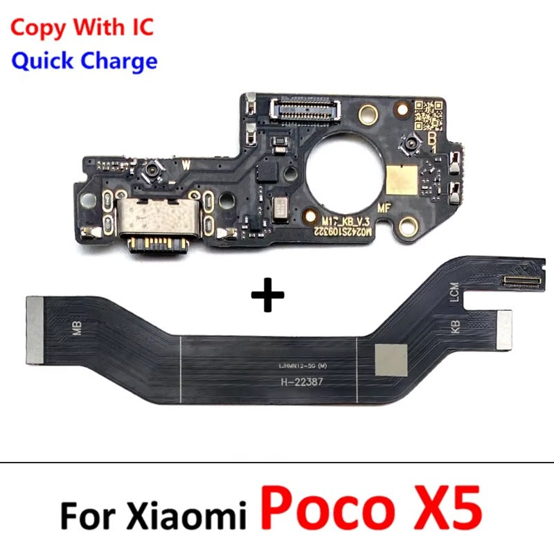 10Pcs/Lot, USB Charging Board Connector Port Dock Flex Cable For Xiaomi Poco F1 F2 F3 F4 F5 X3 X4 X5 X6 M3 M4 M5s Pro 4G 5G GT  Xiaomi  Xiao mi phone repair parts