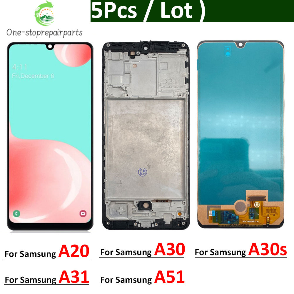 5Pcs, New LCD Display With frame Touch Digitizer Assembly For Samsung A31 A51 A20 A30 A30s Screen Replacement Samsung phone repair parts