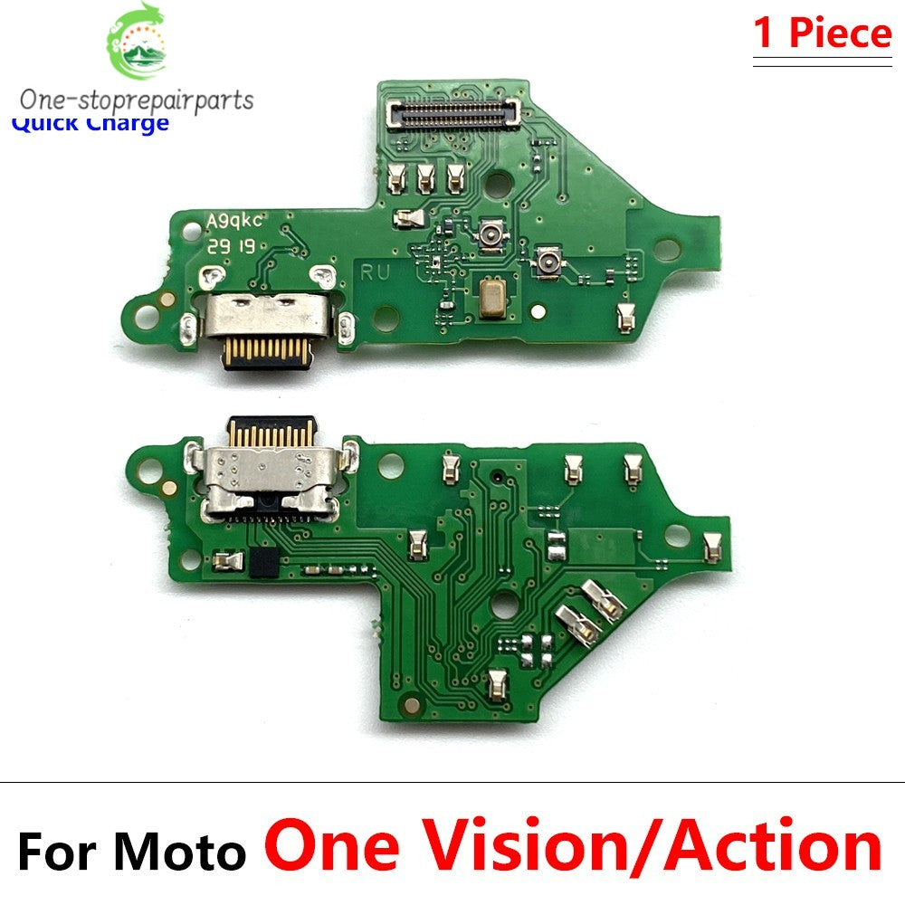 10Pcs， Dock Connector USB Charger Charging Board Port Flex Cable For Motorola Moto One Hyper Macro Fusion Plus Action Vision Motorola phone repair parts