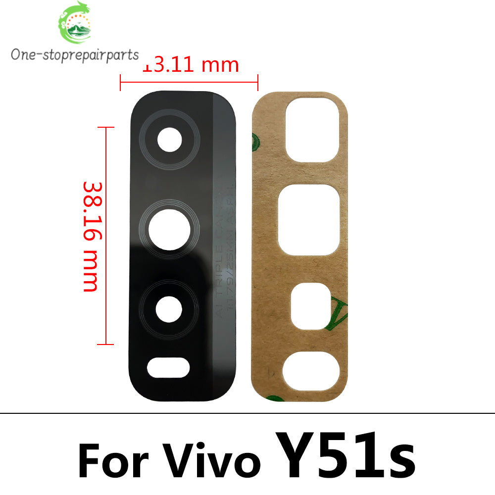 10Pcs/Lot, Back Rear Camera Glass Lens With Adhesive For Vivo IQOO 3 U3 Z1 S7 S9 S9e V17 X21 X50 Y9S Y20 Y31 Y51 Y51S Y73S Y93S Vivo phone repair parts