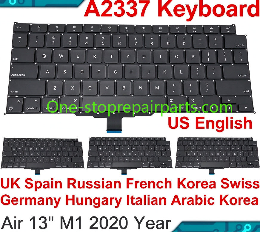 New Laptop A2337 Keyboard For Macbook Air 13" M1 A2337 Keyboard Replacement US UK FR SP IT DE RU AE Layout 2020 Year Macbook repair parts