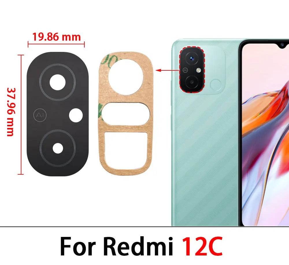 100Pcs, Back Rear Camera Glass Lens For Xiaomi Redmi 6 6A 7 7A 8 8A 9 9A 9C 9T 10 10A 10C 12 12C 13 13C 4G 5G Camera Glass Lens Xiaomi  Xiao mi phone repair parts