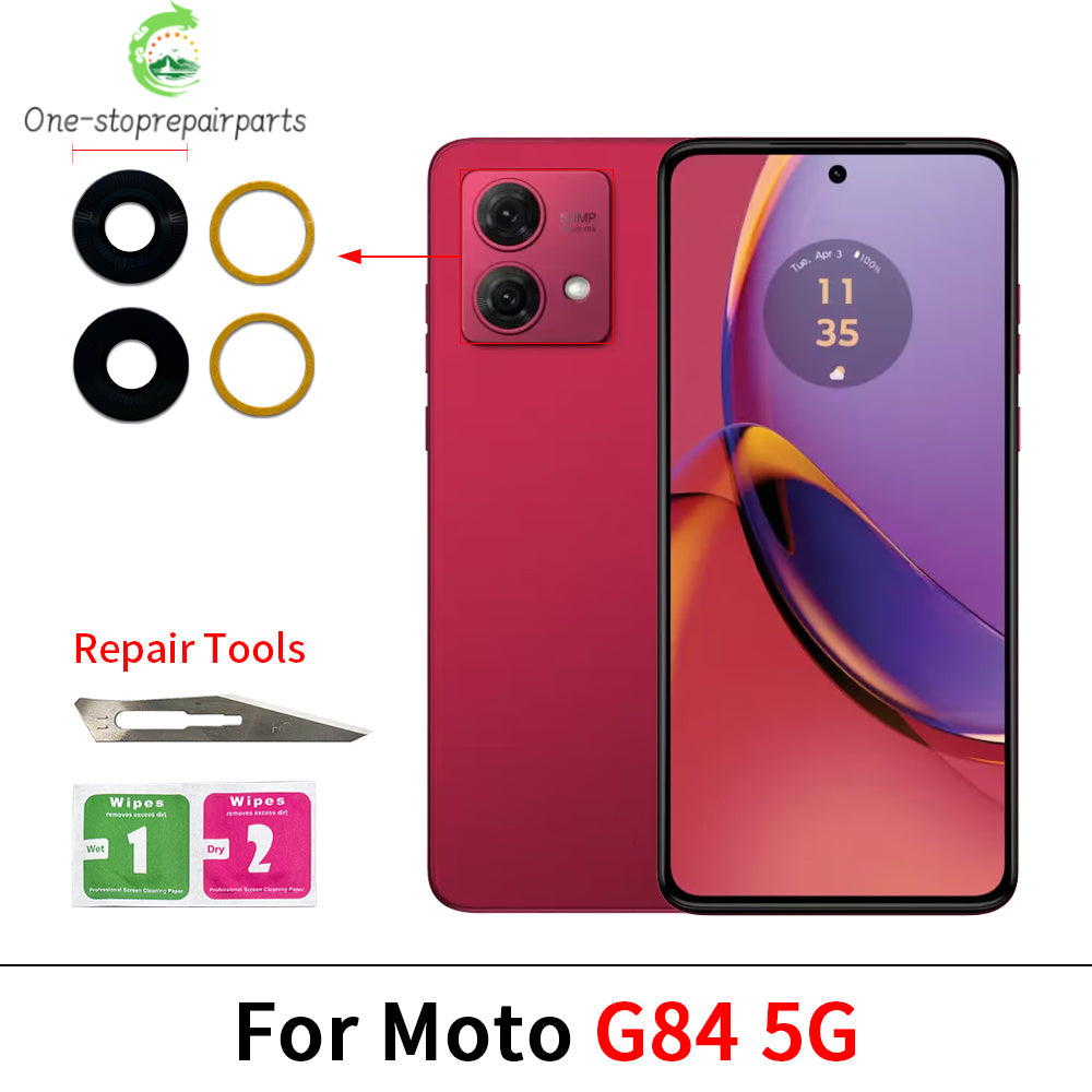 10Pcs, Back Rear Camera Glass Lens With Adhesive For Moto G22 G32 G42 G52 G62 G13 G23 G53 G73 G14 G24 G34 G54 G84 G04 G82 5G Motorola phone repair parts