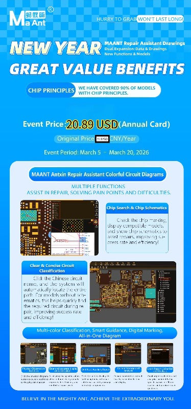 Hot MaAnt Maintenance Assistant Drawing Annual Card Functions ：Chip Principle, Circuit Positioning, Drawing Expansion Professional Repair Tools