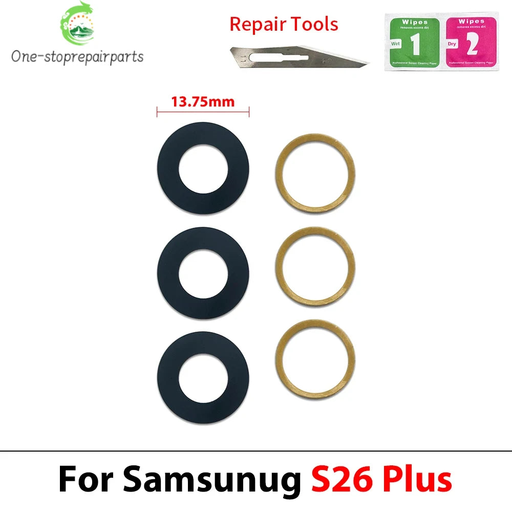 10Pcs, Back Rear Camera Glass Lens Cover With Adhesive For Samsung S24 S25 S26 Plus Ultra Fe With Glue Adhesive Samsung phone repair parts