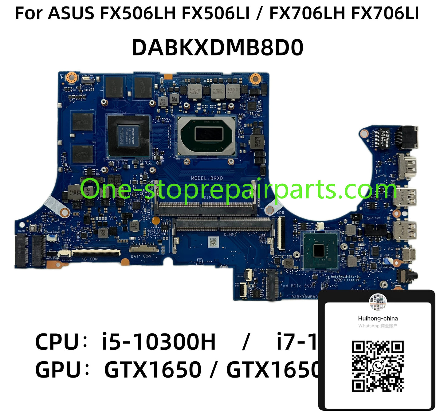 FX506LH DABKXDMB8F0 motherboard for Asus FX506L FX706L with i5-10300H i7-10750H CPU GTX1650/1650Ti 4GB GPU 15/17inch 100% test