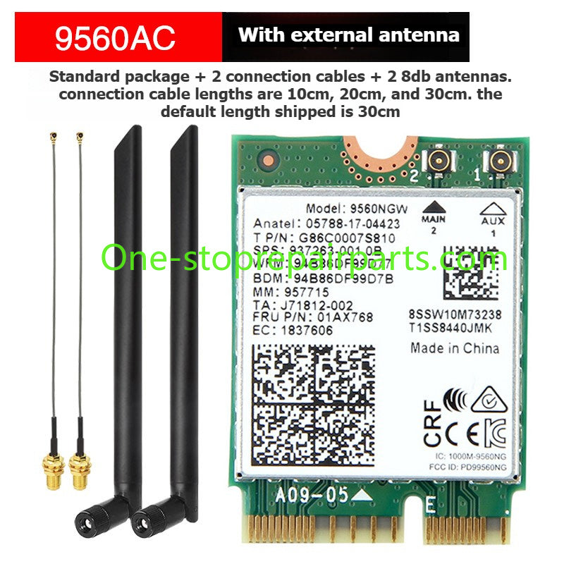 Laptop computer Wifi Card for Intel 9560NGW AX203NGW AX201NGW AX211NGW  Killer1675I 1650I 1550I 9462 9461NGW CNVio IPEX4 WIFI6E Wi-Fi 6E Bluetooth 5.3 Wireless Card