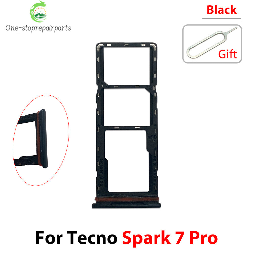 10Pcs, SIM Card Slot SD Card Tray Holder Adapter For Tecno Spark 4 5 7 8 9 8T 9T 10 20C Pro Go 2022 Tecno phone repair parts