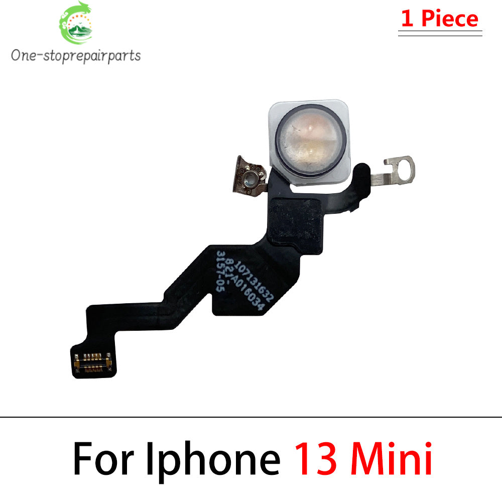 10Pcs, New For iPhone 12 13 14 15 Pro Max Mini Plus Flash Light Lamp Flex Cable LED Flashlight With Microphone iPhone phone repair parts