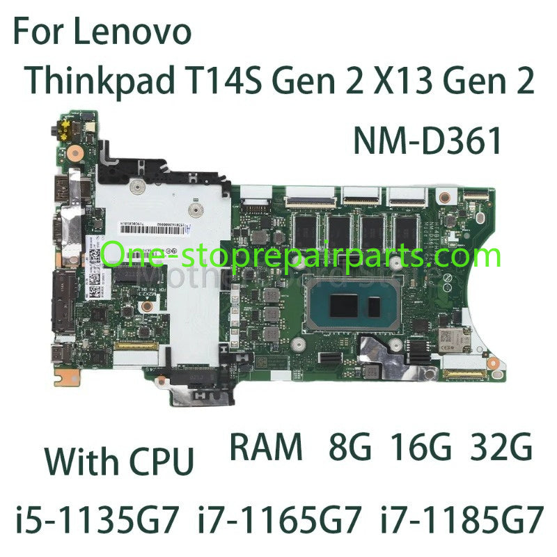 Laptop Motherboard 18834-1M For Lenovo ThinkPad T14S Gen 2 X13 Gen 2 With CPU i5-1135G7 i7-1165G7 RAM 8G 16G 32G 5B21H19797 Lenovo laptop repair parts