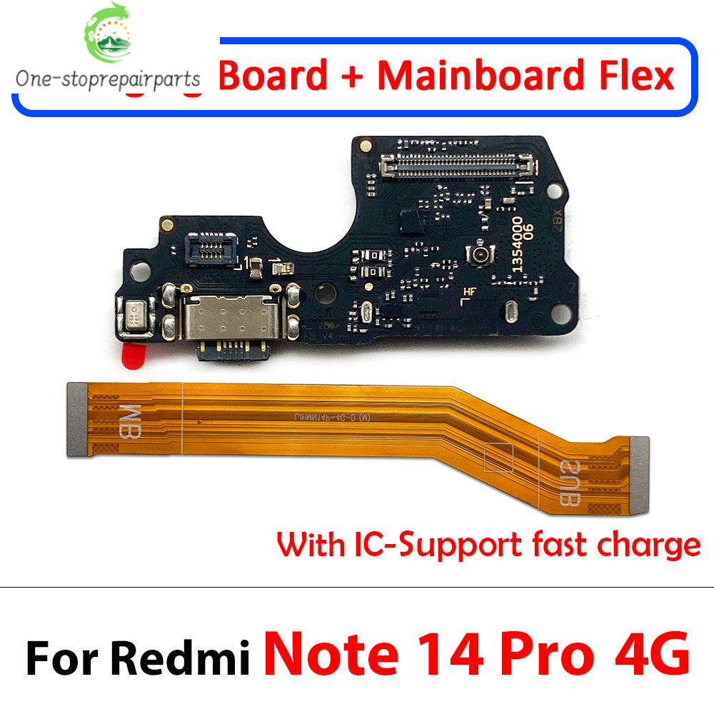 10Pcs Dock Connector Micro USB Charger Charging Port Main Flex Cable Microphone Board For XIaomi Redmi Note 14 Pro Plus 4G 5G  Xiaomi  Xiao mi phone repair parts
