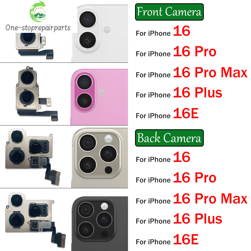 New For iPhone 16 Pro Max Plus 16E Front Camera Flex With Back Rear Camera Module Flex Cable iPhone phone repair parts