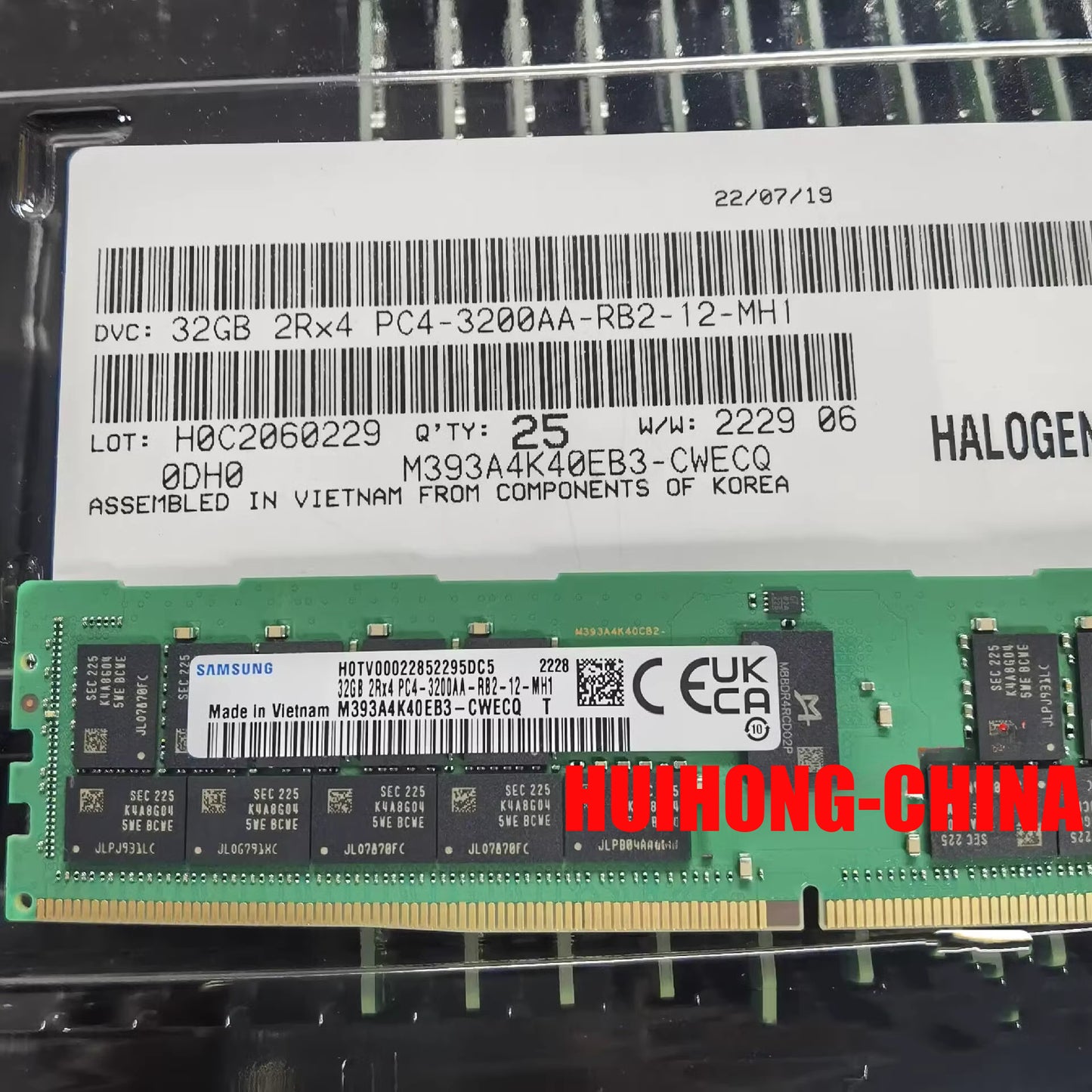 Samsung memory 32GB PC4-3200AA-R 2RX4 M393A4K40EB3-CWE RAM Memory
