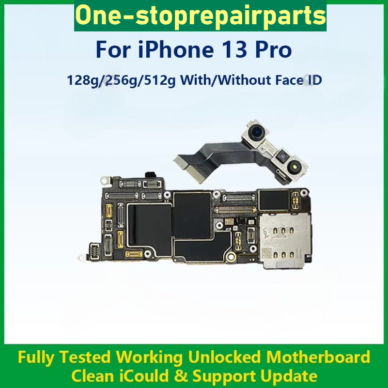 Fully Tested Authentic Motherboard For iPhone 13 Pro Max 128g/256g Unlocked Mainboard With Face ID Cleaned iCloud Fast Shipping iPhone phone repair parts