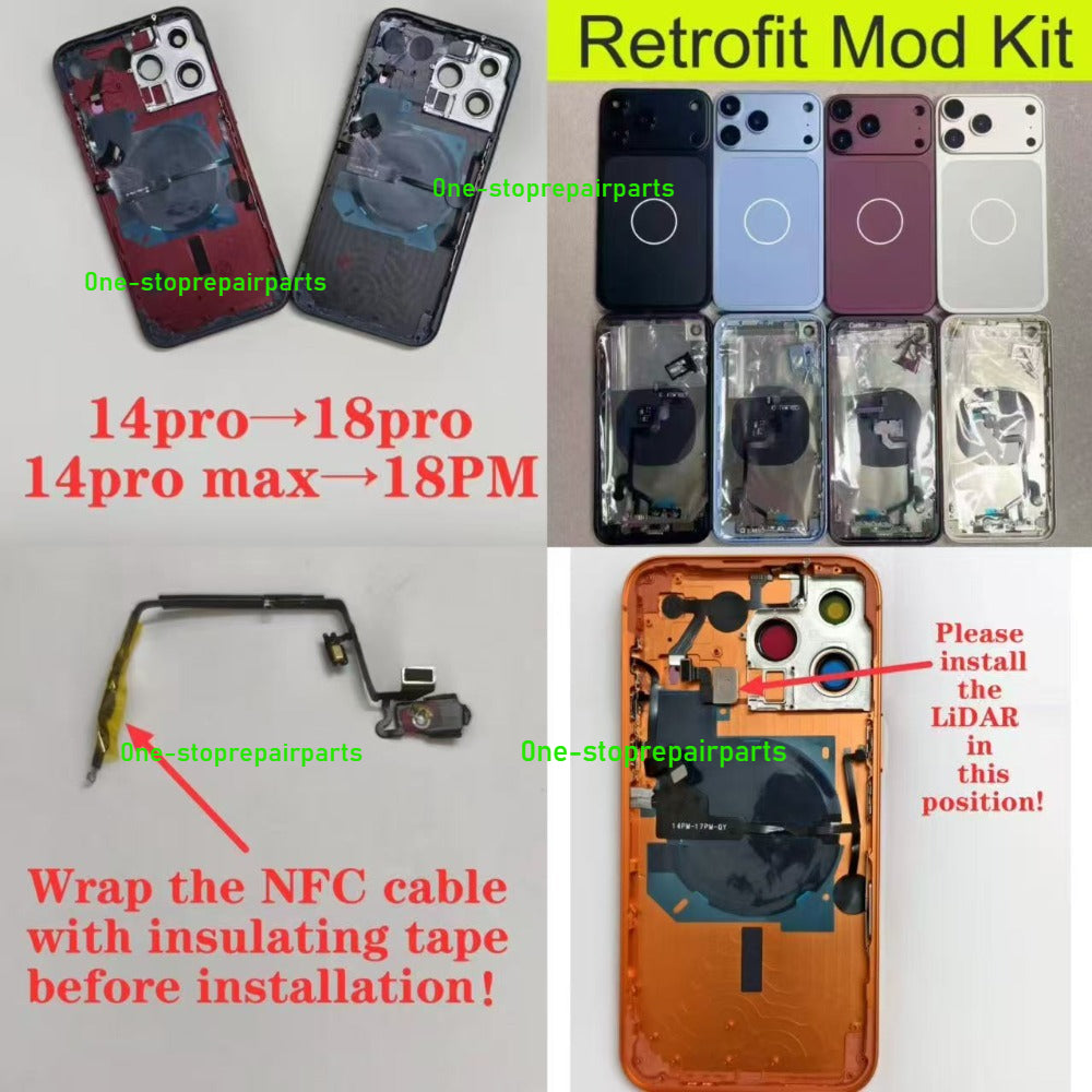 DIY Convertor Housing Back Cover Assembly Compatible For iPhone X XR XS MAX 11 11PRO 12 12PRO 13 Pro 14Pro 15Pro 15 Pro Max To 17 18 17Pro 18Pro Max Backshell Replacement Refitted Chassis Pre-Installed Modified Middle Frame iPhone phone repair parts