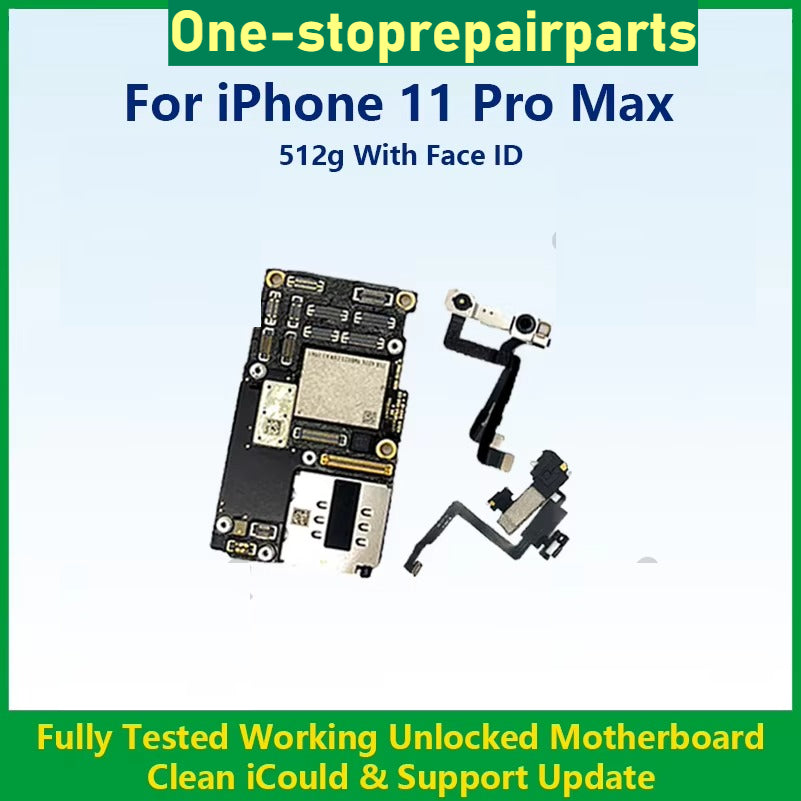 Fully Tested Authentic Motherboard For iPhone 11 Pro Max 64g/256g Unlocked Mainboard With Face ID Cleaned iCloud Fast Shipping iPhone phone repair parts