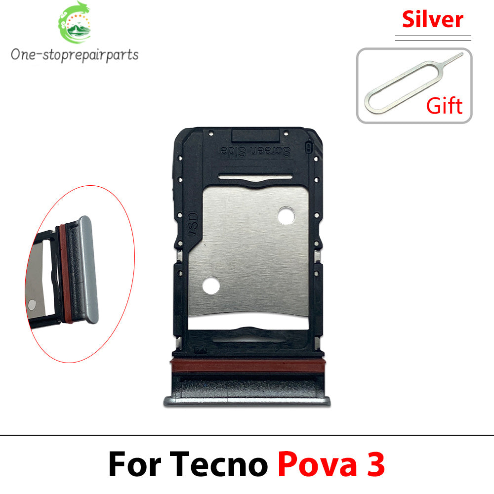 SIM Card Tray Slot Holder Adapter Accessories For Tecno Pop 5 6 7 Pova 2 3 4 5 Neo Pro Tecno phone repair parts
