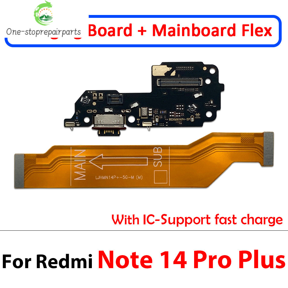 10Pcs Dock Connector Micro USB Charger Charging Port Main Flex Cable Microphone Board For XIaomi Redmi Note 14 Pro Plus 4G 5G  Xiaomi  Xiao mi phone repair parts