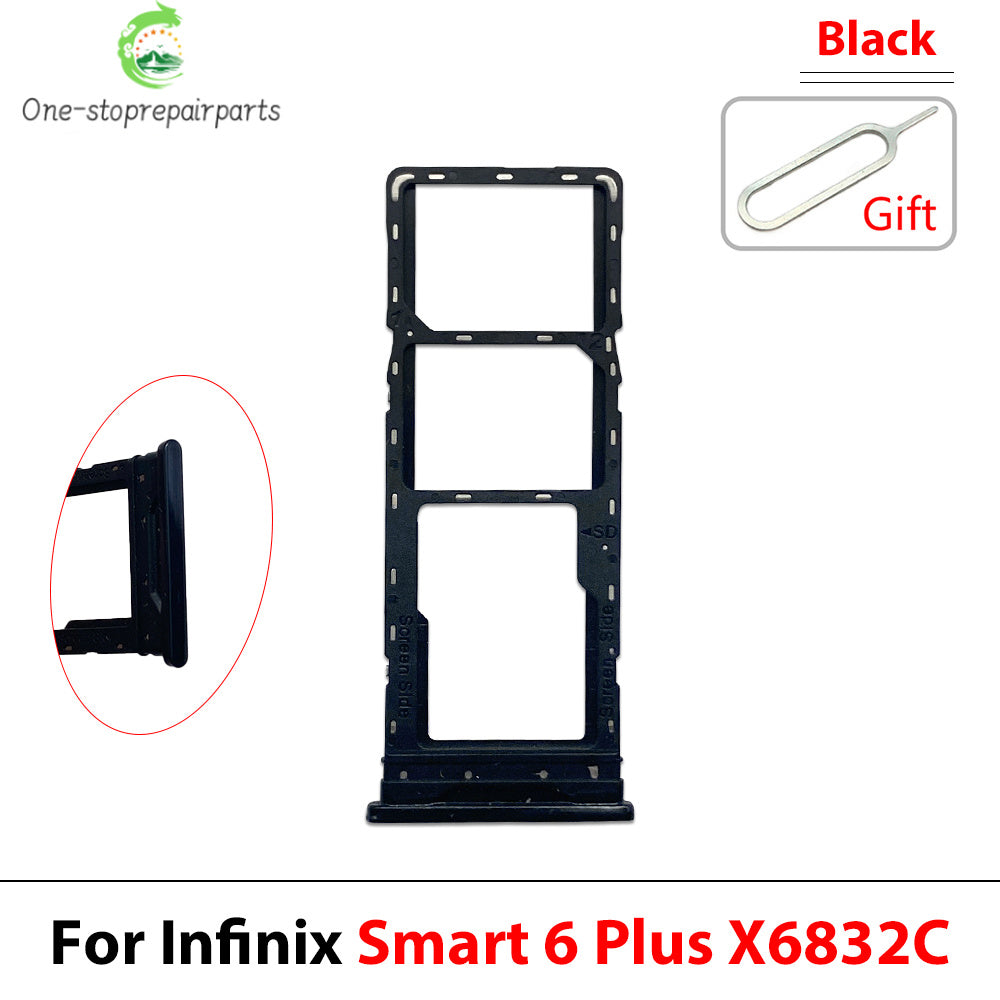 10Pcs, Sim Card slot tray Holder repair parts For Infinix Smart 6 7 HD Plus  infinix phone repair parts