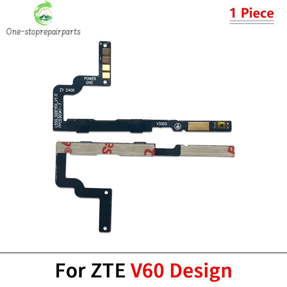 10Pcs, Power Switch On Off Button Volume Key Button Flex Cable For ZTE V30 V40 V50 V60 V41 Smart Design Vita Axon 40 50 60 Lite ZTE phone repair parts