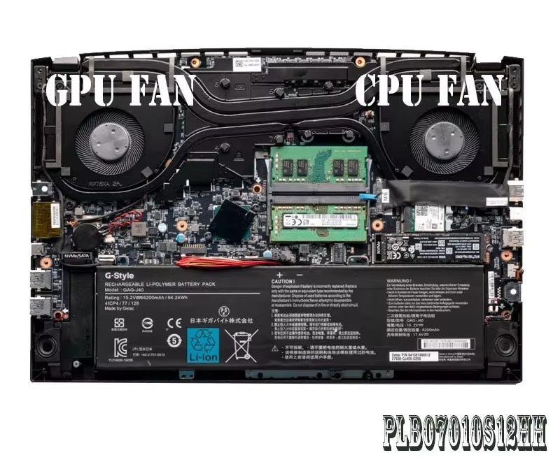 Laptop CPU GPU Cooling Fan PLB07010S12HH DC12V 0.50A 4Pin for Gigabyte Aorus 15G 15P 17G XC XB RX7G Gigabyte laptop repair parts