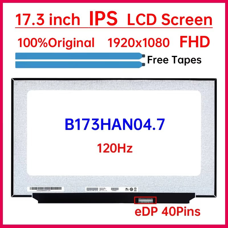 17.3 Inch 120Hz Laptop LCD Screen B173HAN04.7 For MSI MS-17F2 ASUS FX706LI FX706IU Display Matrix Panel 1920x1080 eDP 40 Pins MSI laptop repair parts