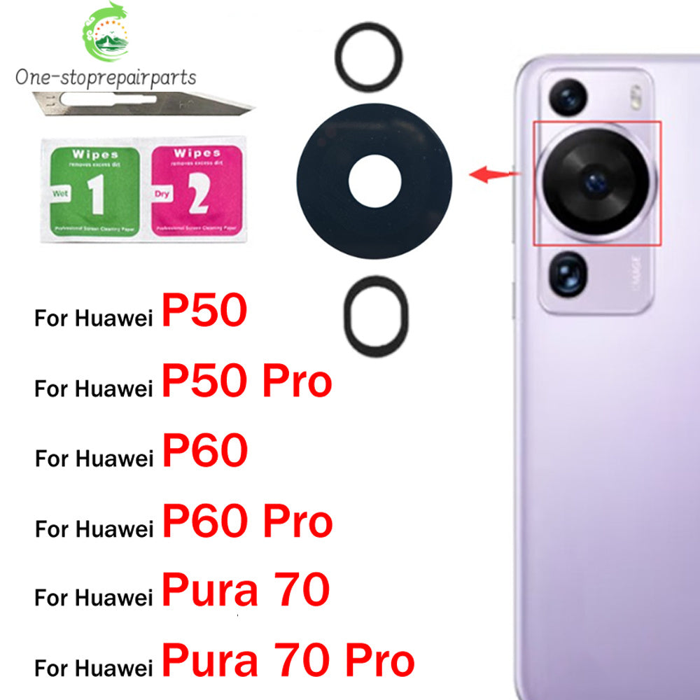 New For Huawei P50 P60 Pura 70 Pro 5G Back Rear Glass Camera Lens With Adhesive Replacement Huawei phone repair parts