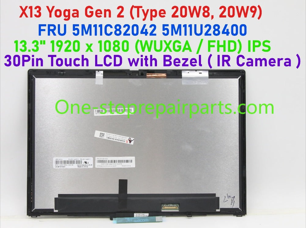 13.3" 1920 x 1080 (WUXGA / FHD) IR Cam IPS LCD touch screen assembly For Lenovo Thinkpad X13 Yoga Gen 2 (Type 20W8, 20W9)  LCD Assembly  5M11C82042 5M11U28400  Lenovo LCD Module Lenovo laptop repair parts