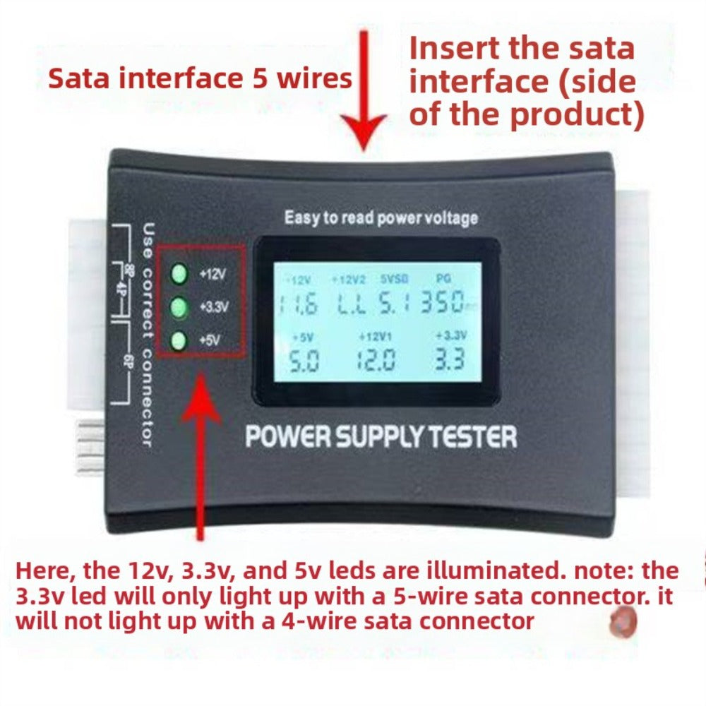 ATX Power Tester Desktop Power Supply Tester High Precision Voltage Tester 20/24pin Special repair tools