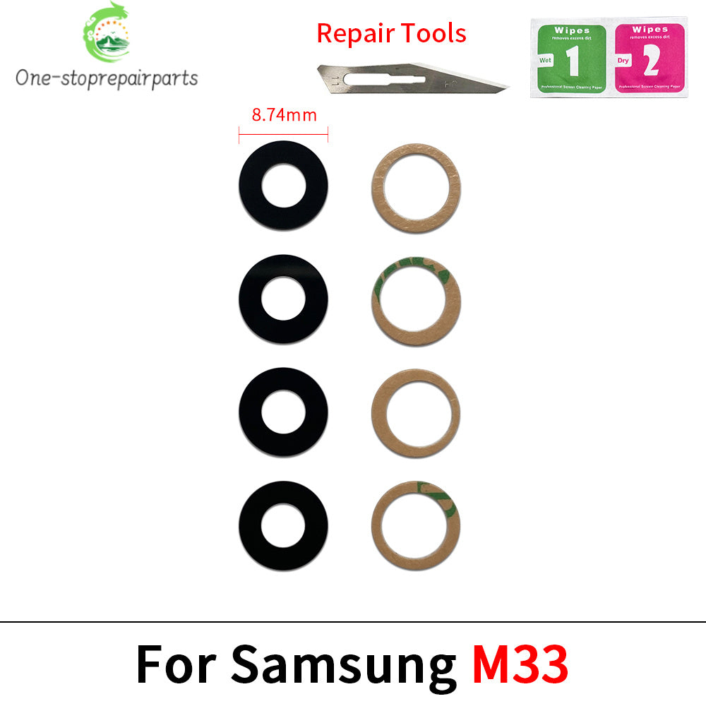 Rear Back Camera Glass Lens With Sticker For Samsung M02 M02s M11 M12 M13 M14 M23 M32 M42 M52 M33 M53 M54 4G 5G Samsung phone repair parts
